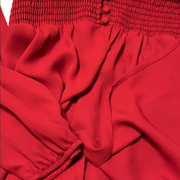 Wine High Low Babydoll Elastic Waist V-neck Top - Picture 7 of 8